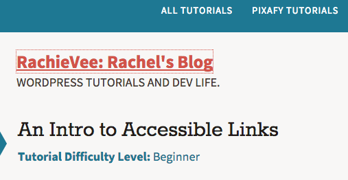 See that dotted outline around "RachieVee Rachel's Blog"? That's the focus state being active with my keyboard.